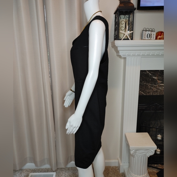 TART COLLECTIONS V-NECK MIDI DRESS WITH PU LEATHER TRIM, BLACK 2X - Picture 5 of 8